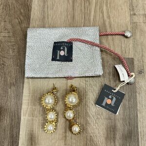 NWT Rosantica Zelda Goldtone, Faux Pearl, and Crystal Drop Earring